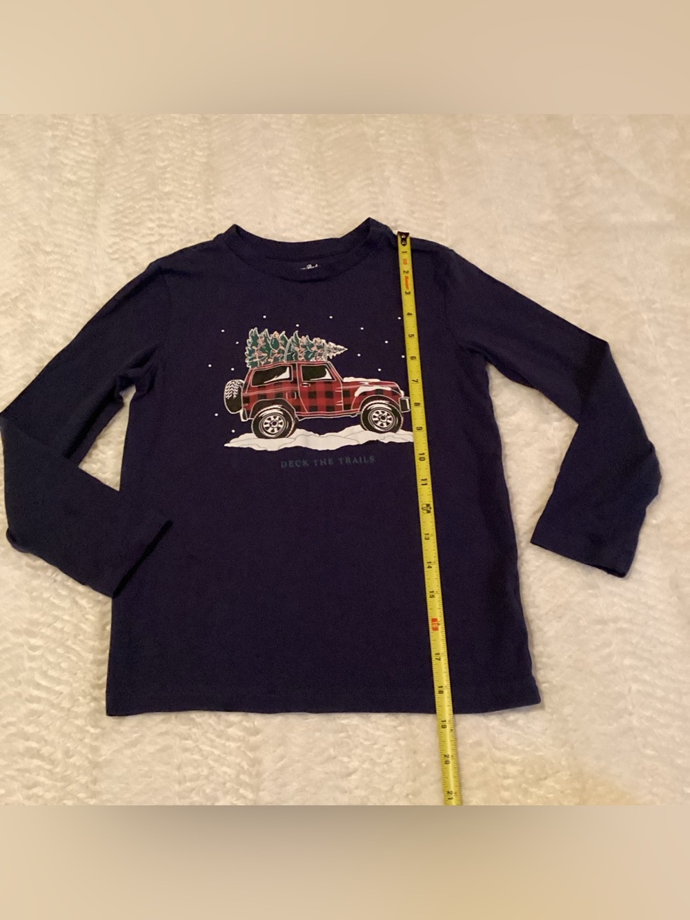 Boys Tommy Bahama Navy Blue Christmas Deck The Trails Jeep T Shirt Small 5/6